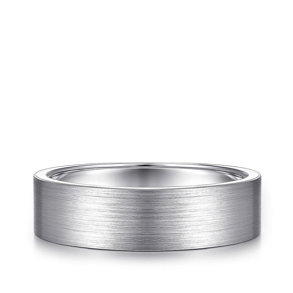 Gabriel & Co. Steven Men's 6mm Satin Finish Flat Wedding Ring in 14K White Gold