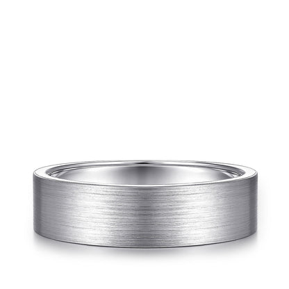 Gabriel & Co. Steven Men's 6mm Satin Finish Flat Wedding Ring in 14K White Gold