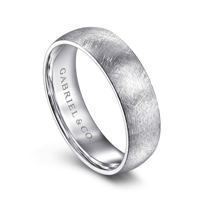 Gabriel & Co. Isaac Men's 6mm Brushed Finish Wedding Ring in 14K White Gold front view