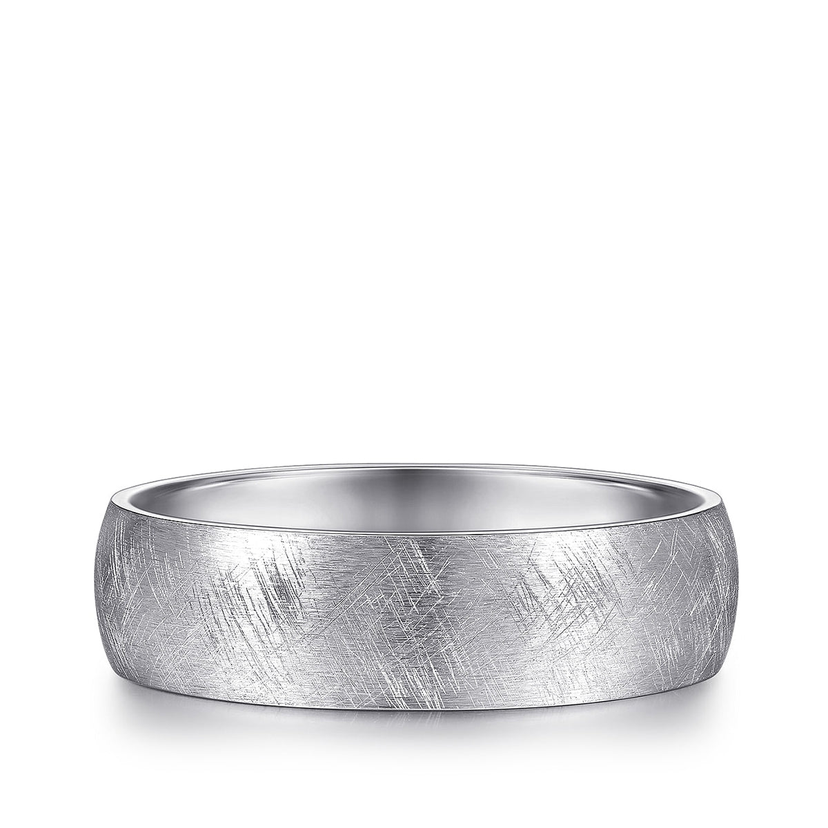 Gabriel & Co. Isaac Men's 6mm Brushed Finish Wedding Ring in 14K White Gold