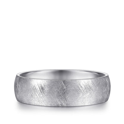 Gabriel & Co. Isaac Men's 6mm Brushed Finish Wedding Ring in 14K White Gold