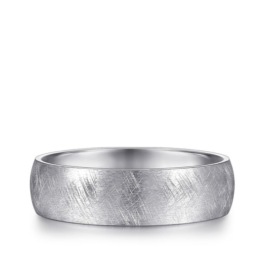 Gabriel & Co. Isaac Men's 6mm Brushed Finish Wedding Ring in 14K White Gold