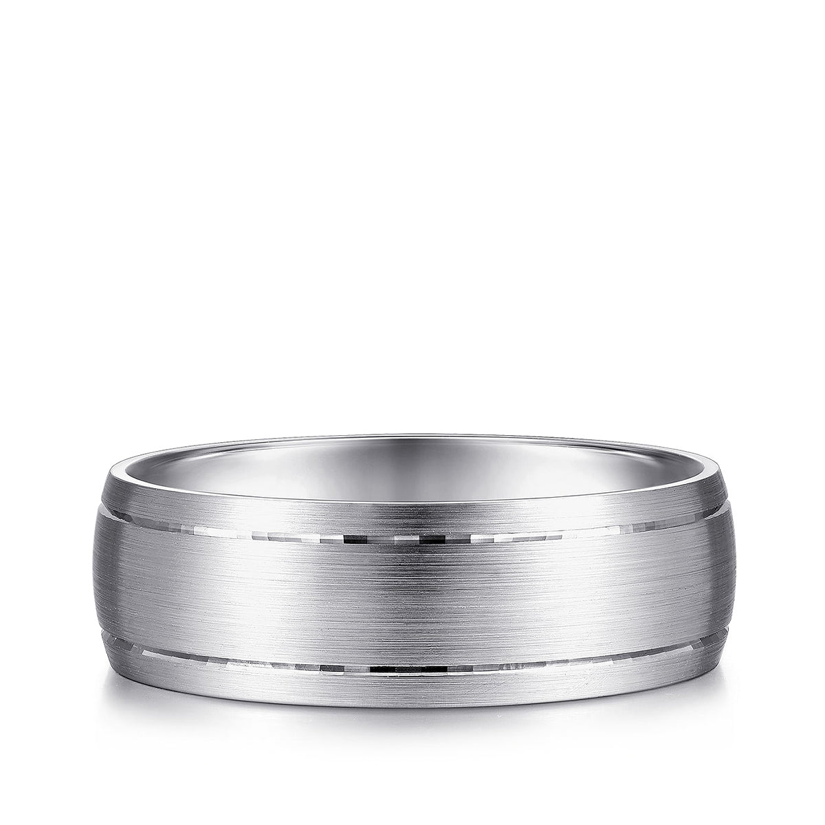 Gabriel & Co. Andrew Men's 7mm Satin Finish Wedding Ring in 14K White Gold