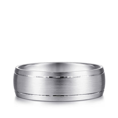 Gabriel & Co. Andrew Men's 7mm Satin Finish Wedding Ring in 14K White Gold