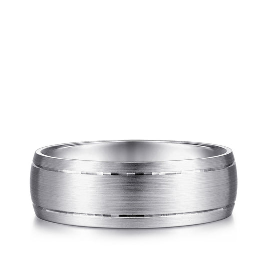 Gabriel & Co. Andrew Men's 7mm Satin Finish Wedding Ring in 14K White Gold