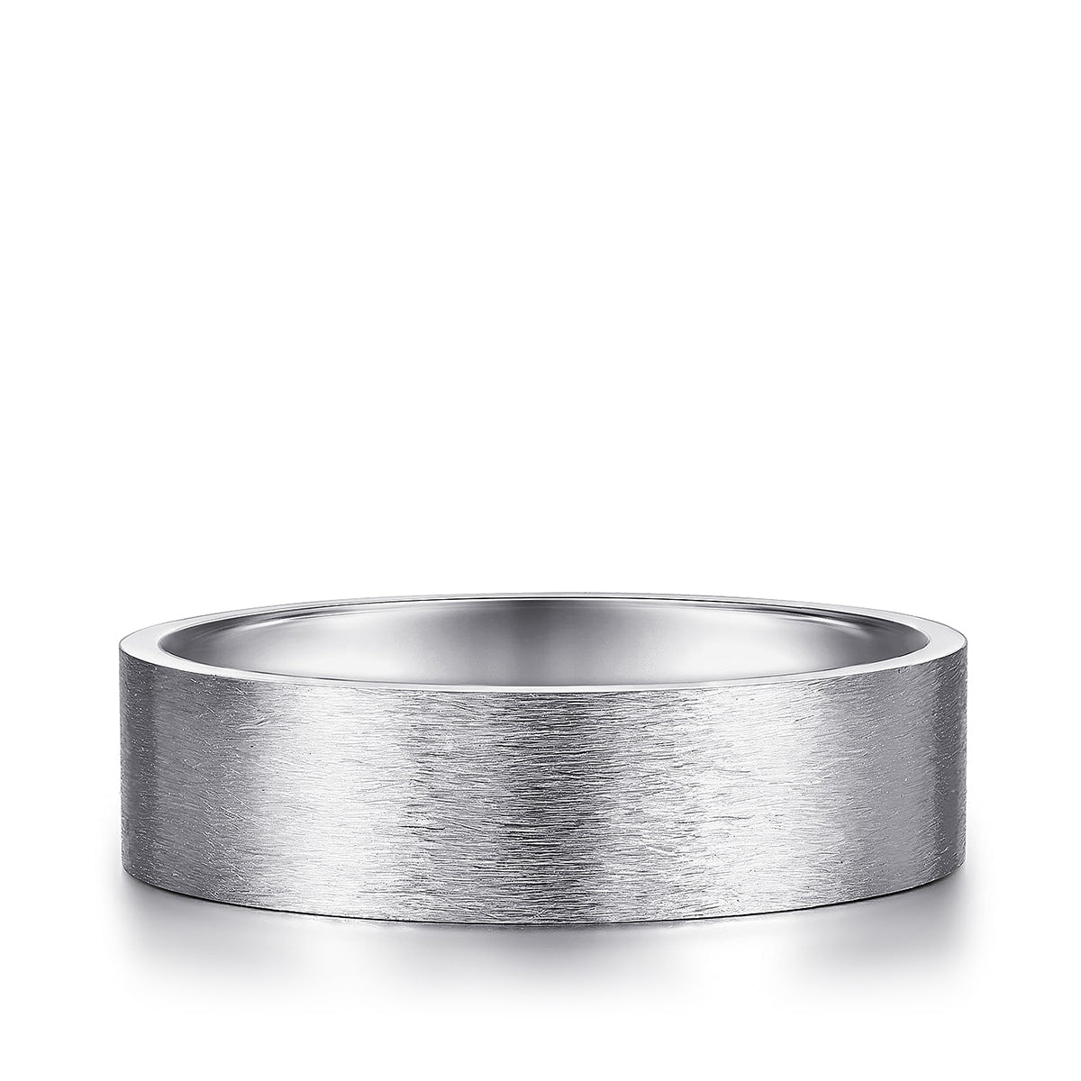 Gabriel & Co. Theodore Men's 6mm Brushed Finish Flat Wedding Ring in 14K White Gold