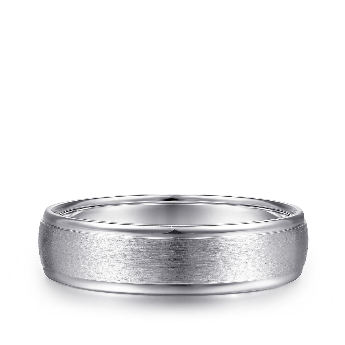 Gabriel & Co. Paul Men's 6mm Satin Finish Polished Edge Wedding Ring in 14K White Gold