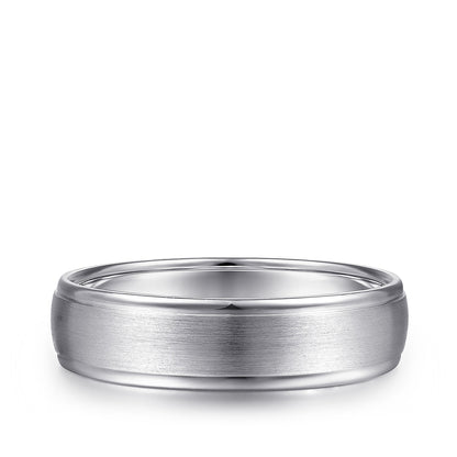 Gabriel & Co. Paul Men's 6mm Satin Finish Polished Edge Wedding Ring in 14K White Gold