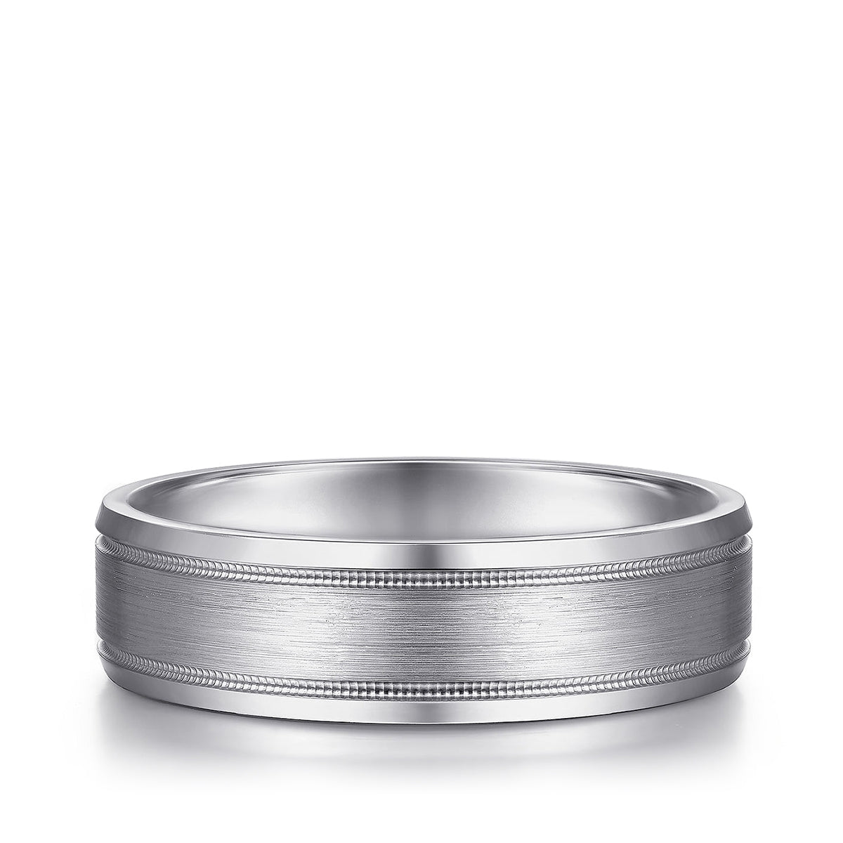 Gabriel & Co. Josiah Men's 6mm Satin Finish Polished Edge Wedding ring in 14K White Gold