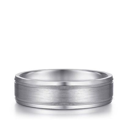 Gabriel & Co. Josiah Men's 6mm Satin Finish Polished Edge Wedding ring in 14K White Gold