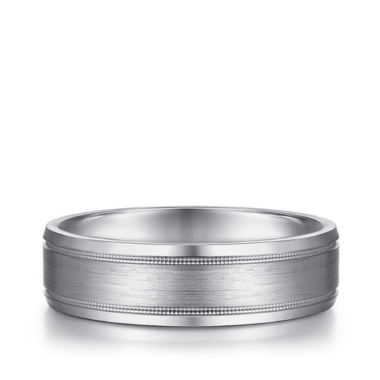 Gabriel & Co. Josiah Men's 6mm Satin Finish Polished Edge Wedding ring in 14K White Gold
