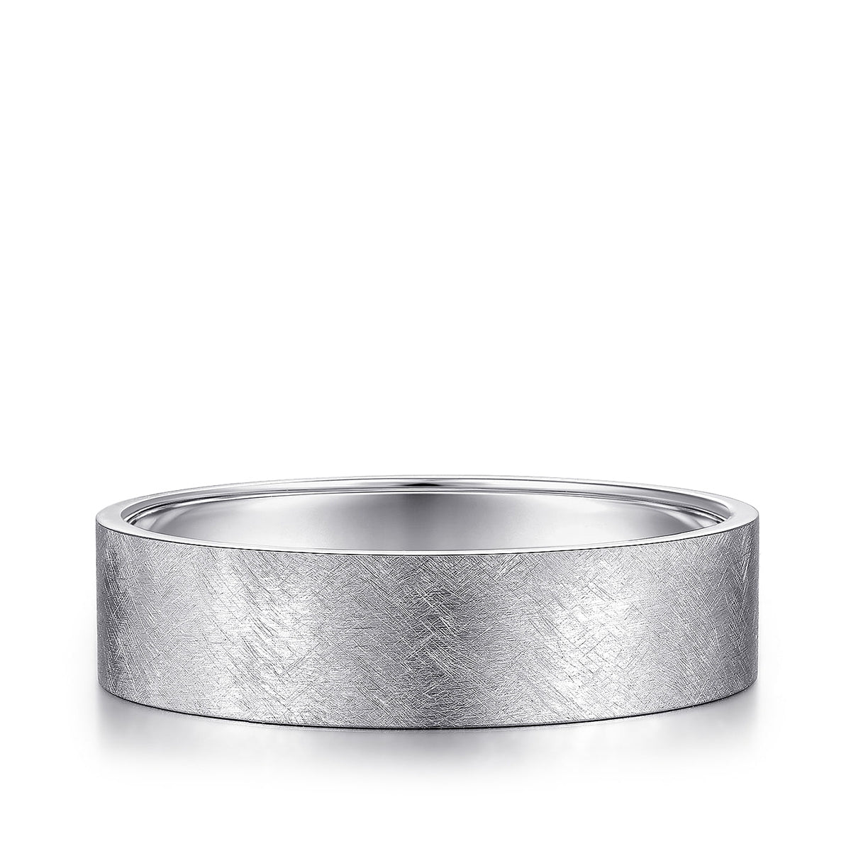 Gabriel & Co. Jaxson Men's 6mm Brushed Finish Flat Wedding Ring in 14K White Gold