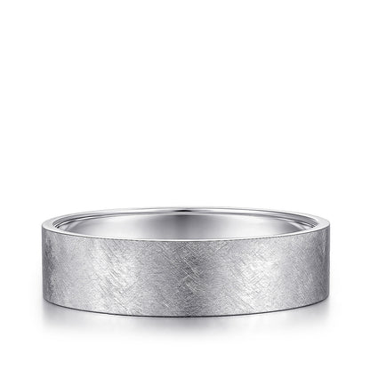 Gabriel & Co. Jaxson Men's 6mm Brushed Finish Flat Wedding Ring in 14K White Gold
