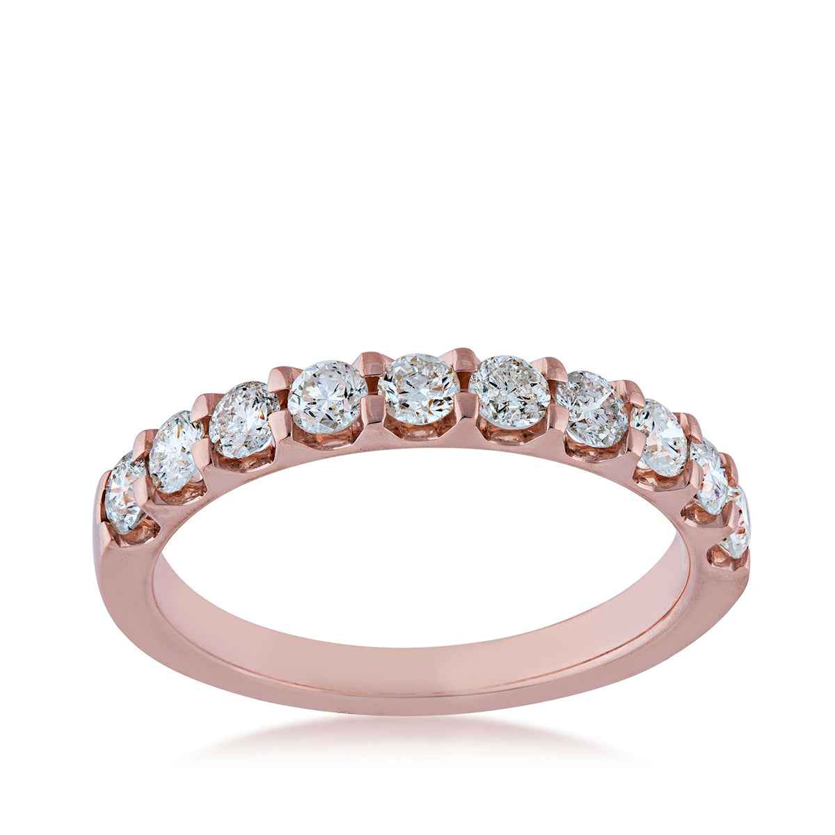 7/8 ct. tw. Round Brilliant Diamond 10-Stone Anniversary Band in 14K Pink Gold