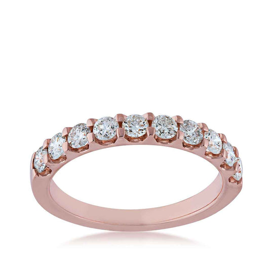 7/8 ct. tw. Round Brilliant Diamond 10-Stone Anniversary Band in 14K Pink Gold