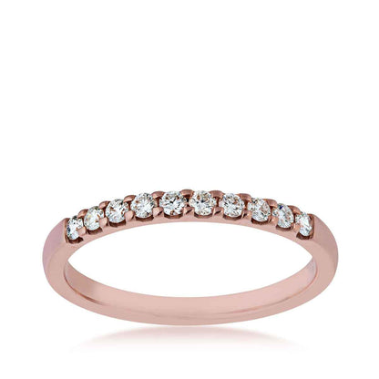 1/4 ct. tw. 10-Stone Round Brilliant Prong-Set Diamond Anniversary Band in 14K Pink Gold