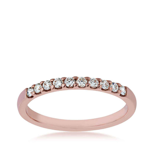 1/4 ct. tw. 10-Stone Round Brilliant Prong-Set Diamond Anniversary Band in 14K Pink Gold