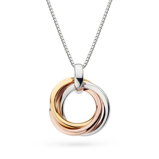 Kit Heath Trilogy Circle Pendant in Sterling Silver & 18K Pink & Yellow Gold Plating