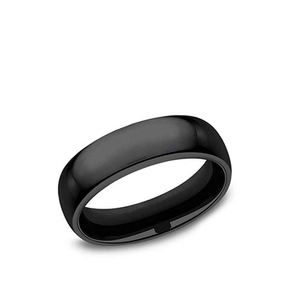 Benchmark 6mm Dome Comfort Fit Black Titanium Ring close-up detail