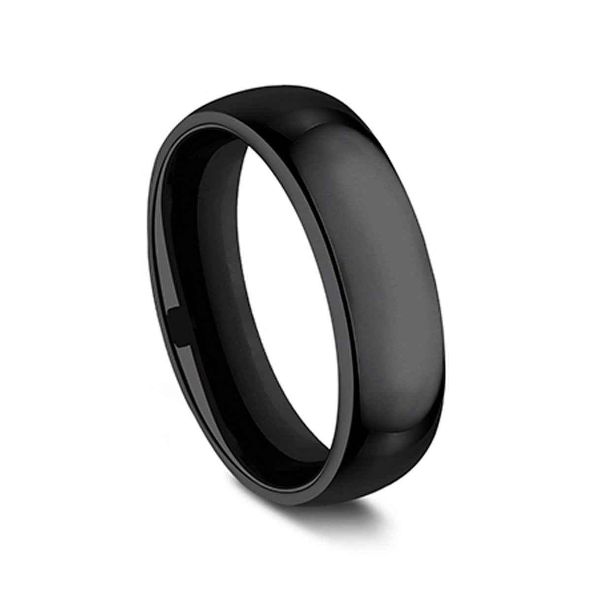 Benchmark 6mm Dome Comfort Fit Black Titanium Ring front view