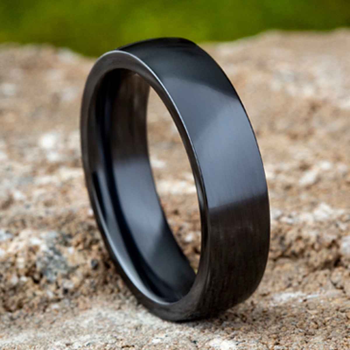 Benchmark 6mm Dome Comfort Fit Black Titanium Ring side profile