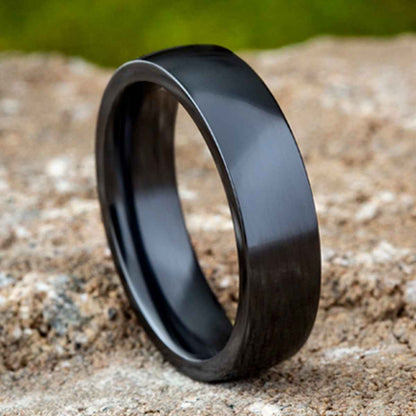Benchmark 6mm Dome Comfort Fit Black Titanium Ring side profile