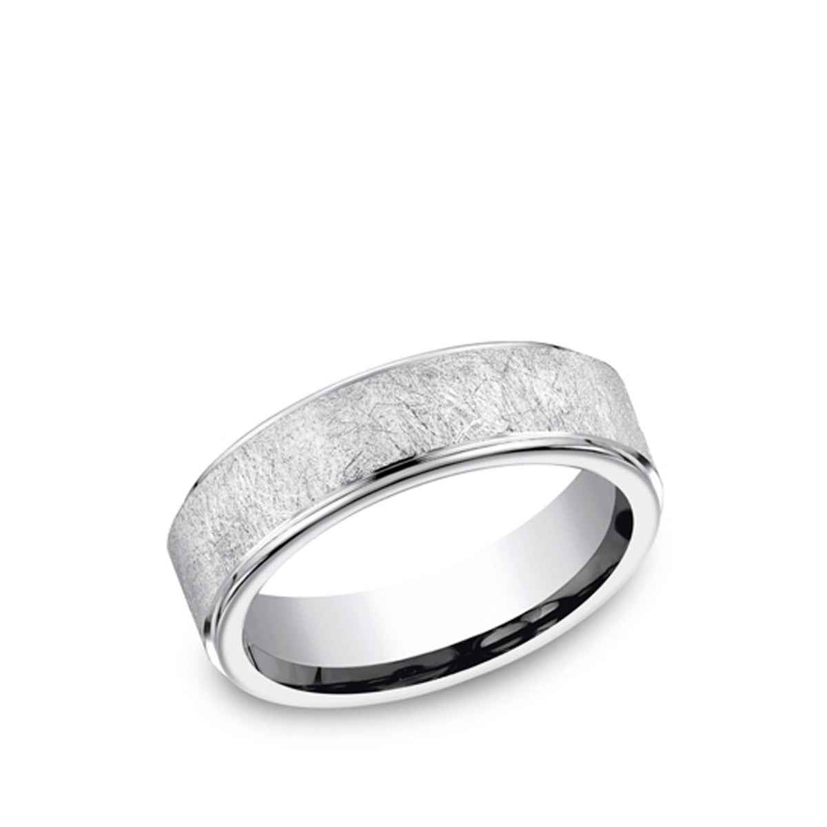 Benchmark 7mm Cobalt Wedding Band with Swirl Finish close-up detail