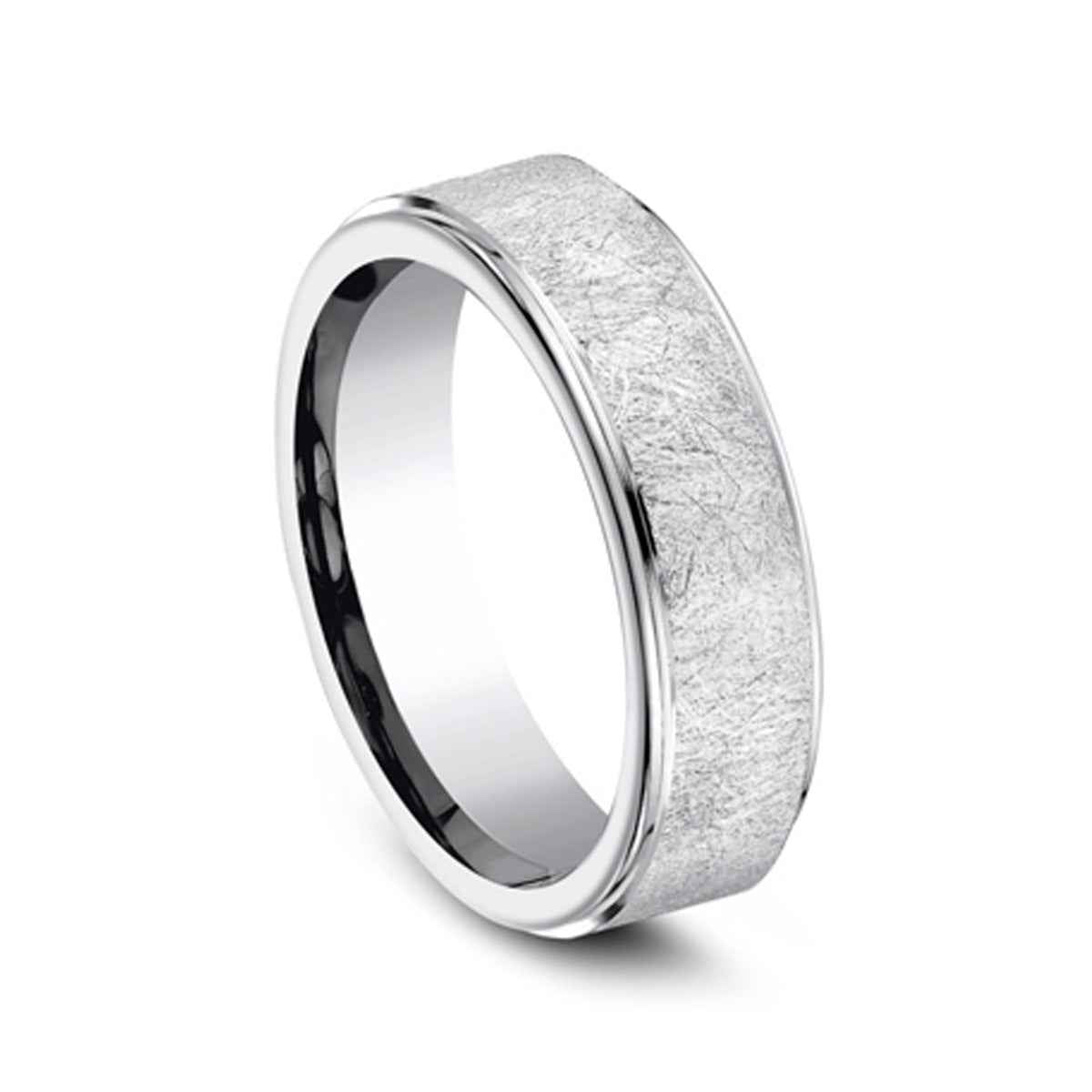 Benchmark 7mm Cobalt Wedding Band with Swirl Finish front view