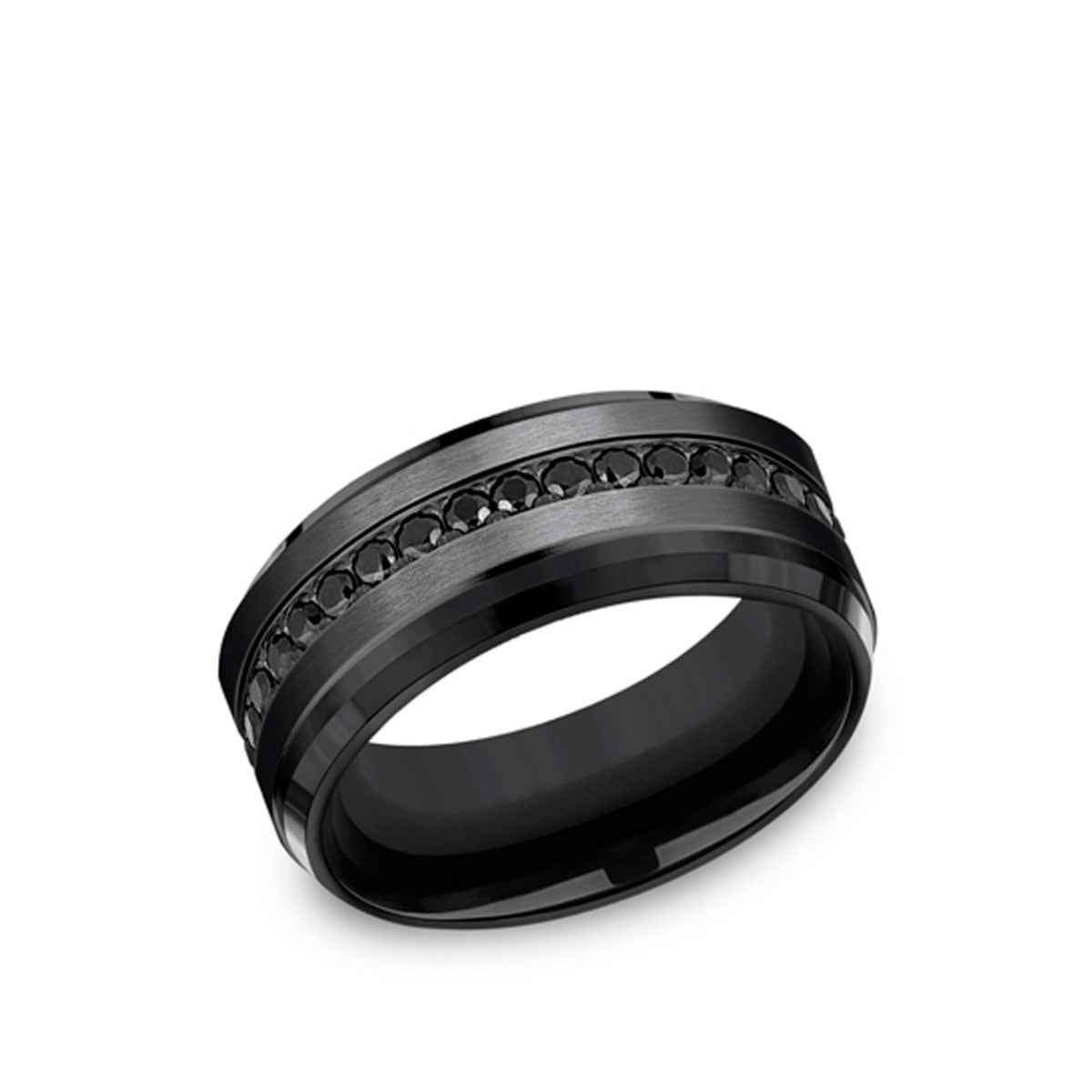 Benchmark 9mm Black Titanium CZ Eternity Ring close-up detail