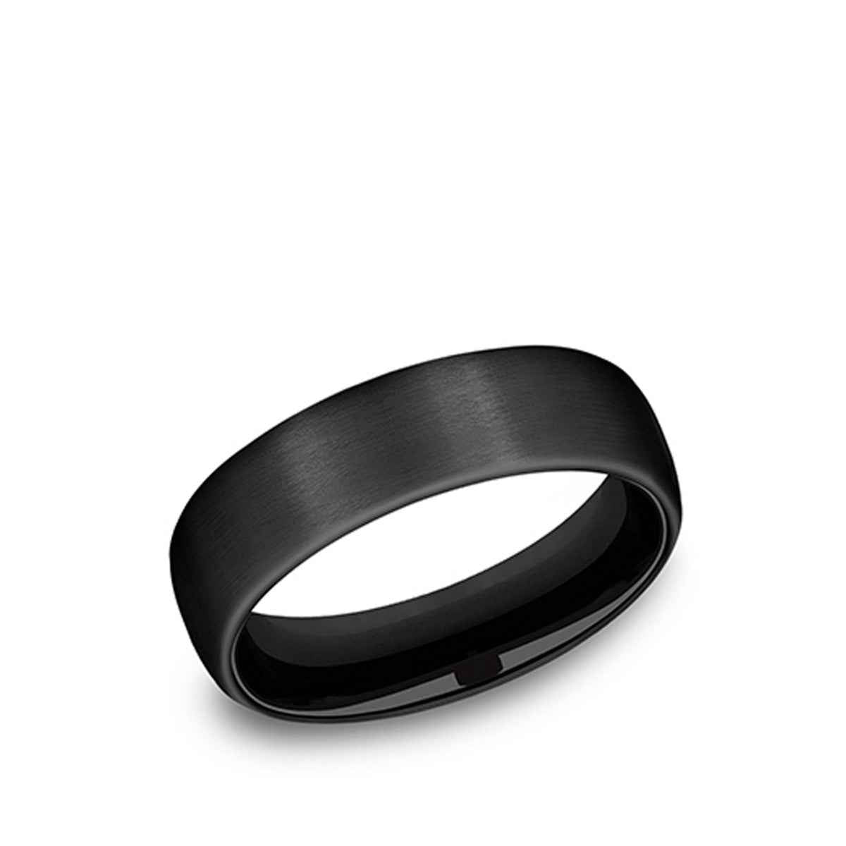 Benchmark 6.5mm Domed Comfort Fit Black Titanium Ring with Satin Finish close-up detail