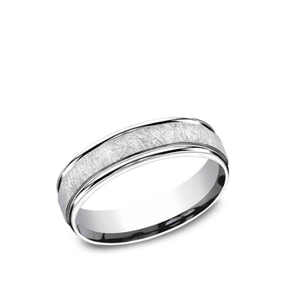 Benchmark 6.5mm Cobalt Wedding Band with Round Edge and Swirl Finish close-up detail