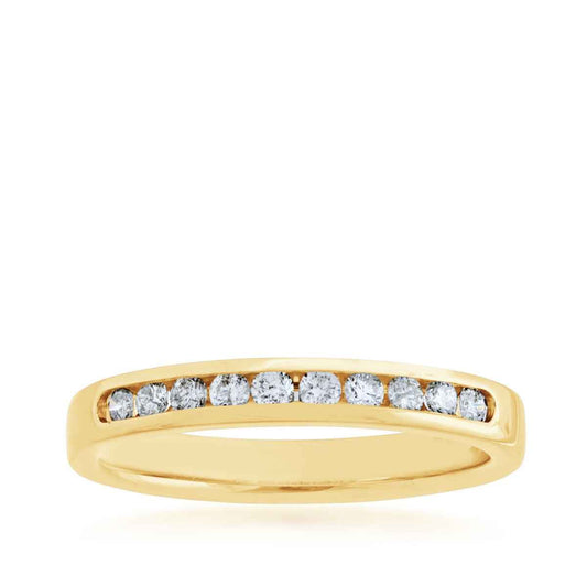 1/4 ct. tw. Diamond Machine Channel Set Anniversary Band in 10K Yellow Gold