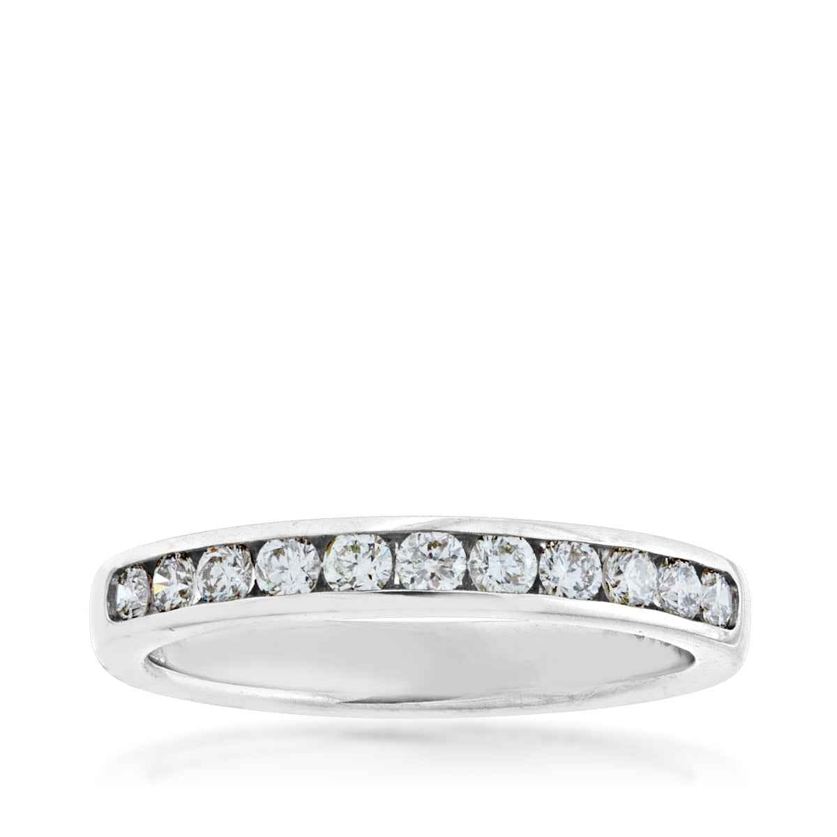 1/2 ct. tw. Round Diamond Machine Set Channel Anniversary Band in 10K White Gold