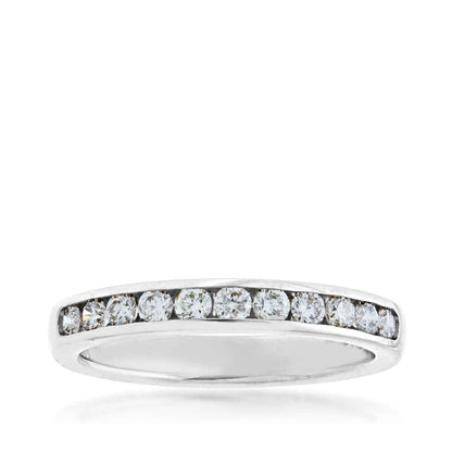 1/2 ct. tw. Round Diamond Machine Set Channel Anniversary Band in 10K White Gold