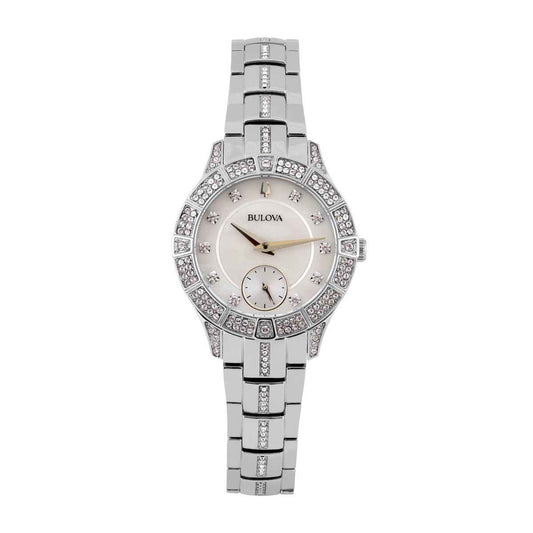 Bulova Ladies' Phantom Stainless Steel Watch with Mother of Pearl Dial & Crystal Accents