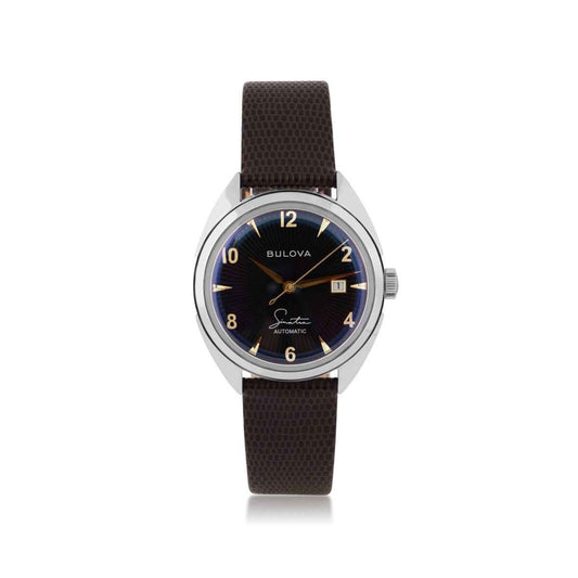 Bulova Men's Frank Sinatra Fly Me To The Moon Watch with Black Dial & Brown Leather Strap