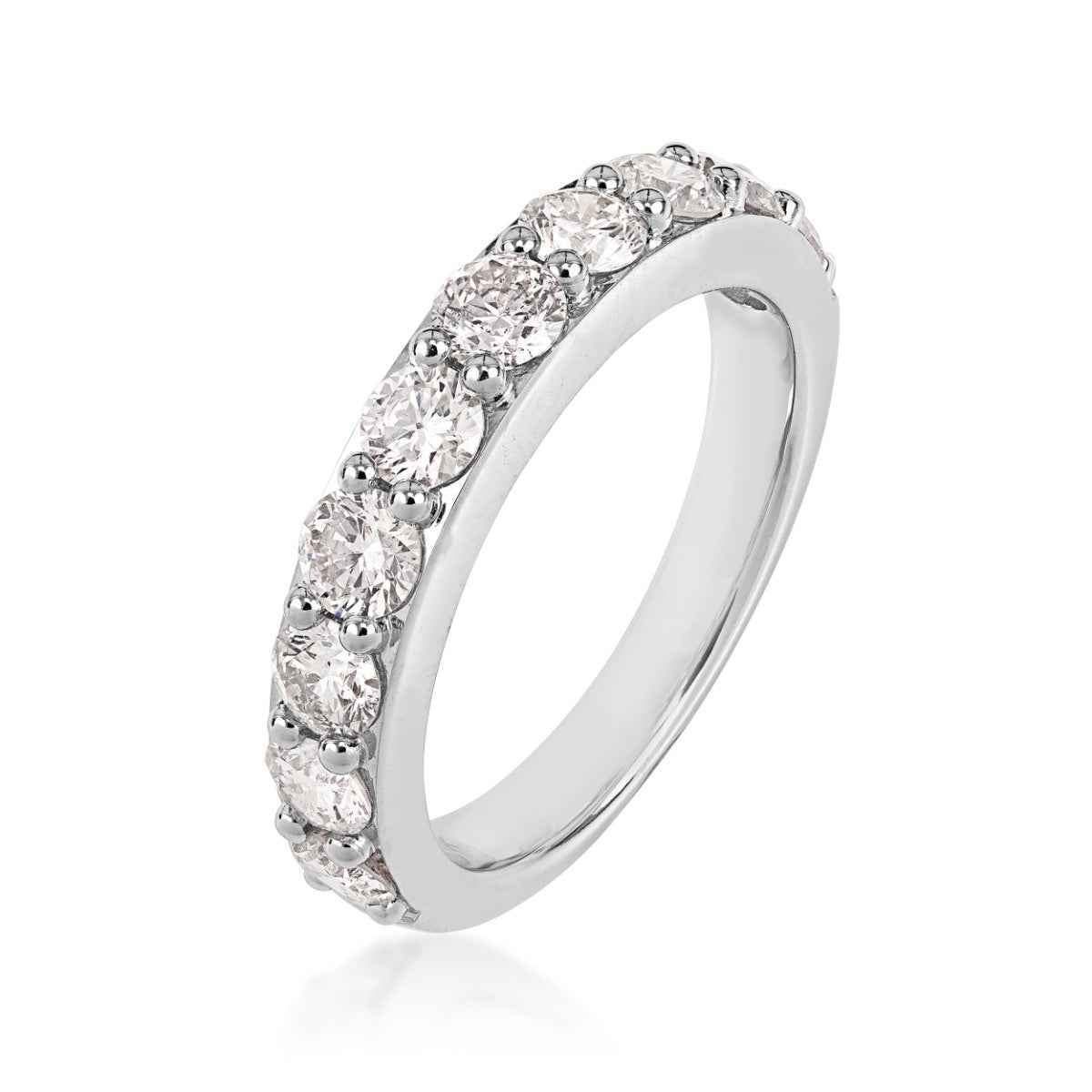 1-1/2 ct. tw. Round Brilliant Prong Set Diamond Anniversary Band in 14K White Gold front view