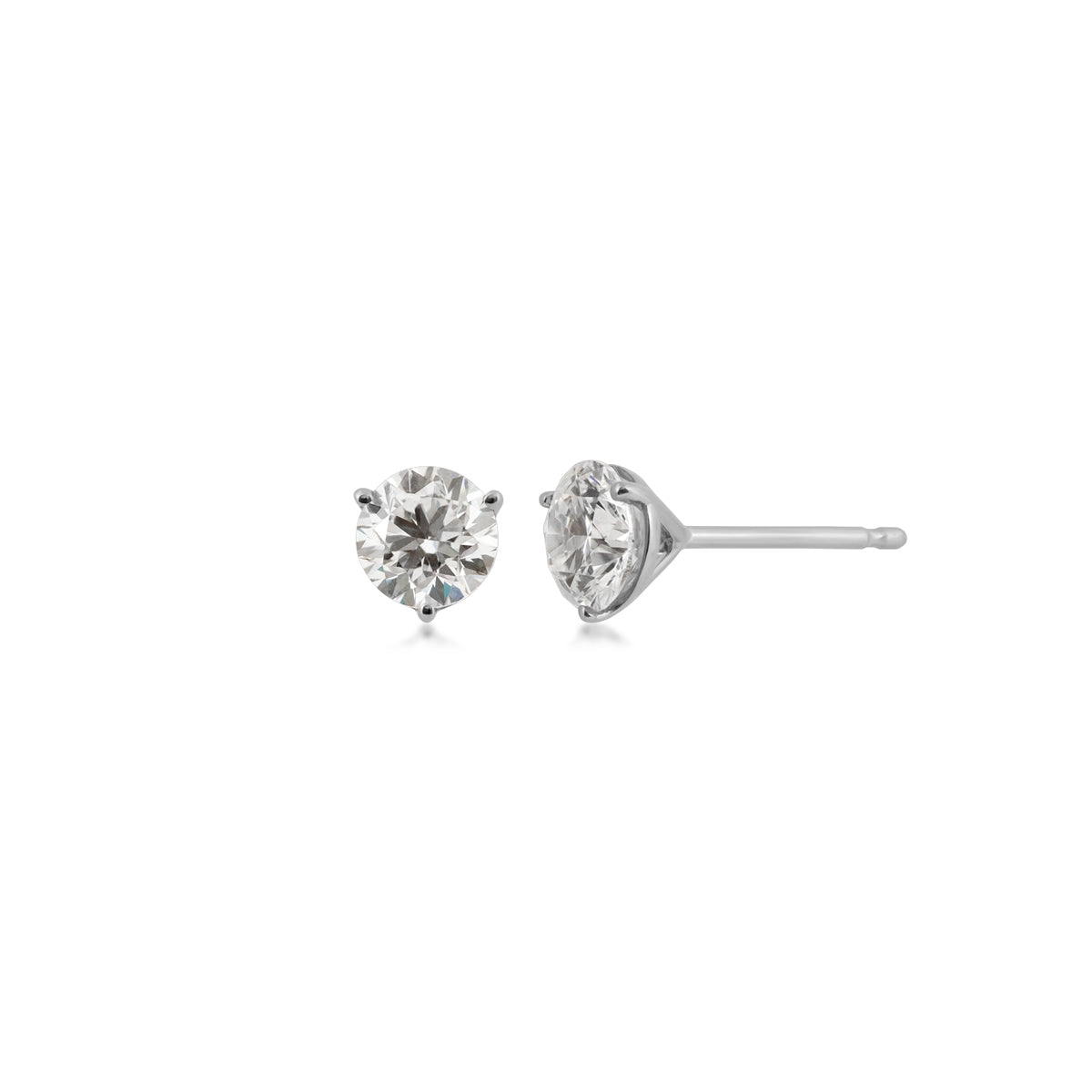 Adamante 1 ct. tw. Lab-Grown Round Brilliant Diamond Solitaire Earrings in 14K White Gold