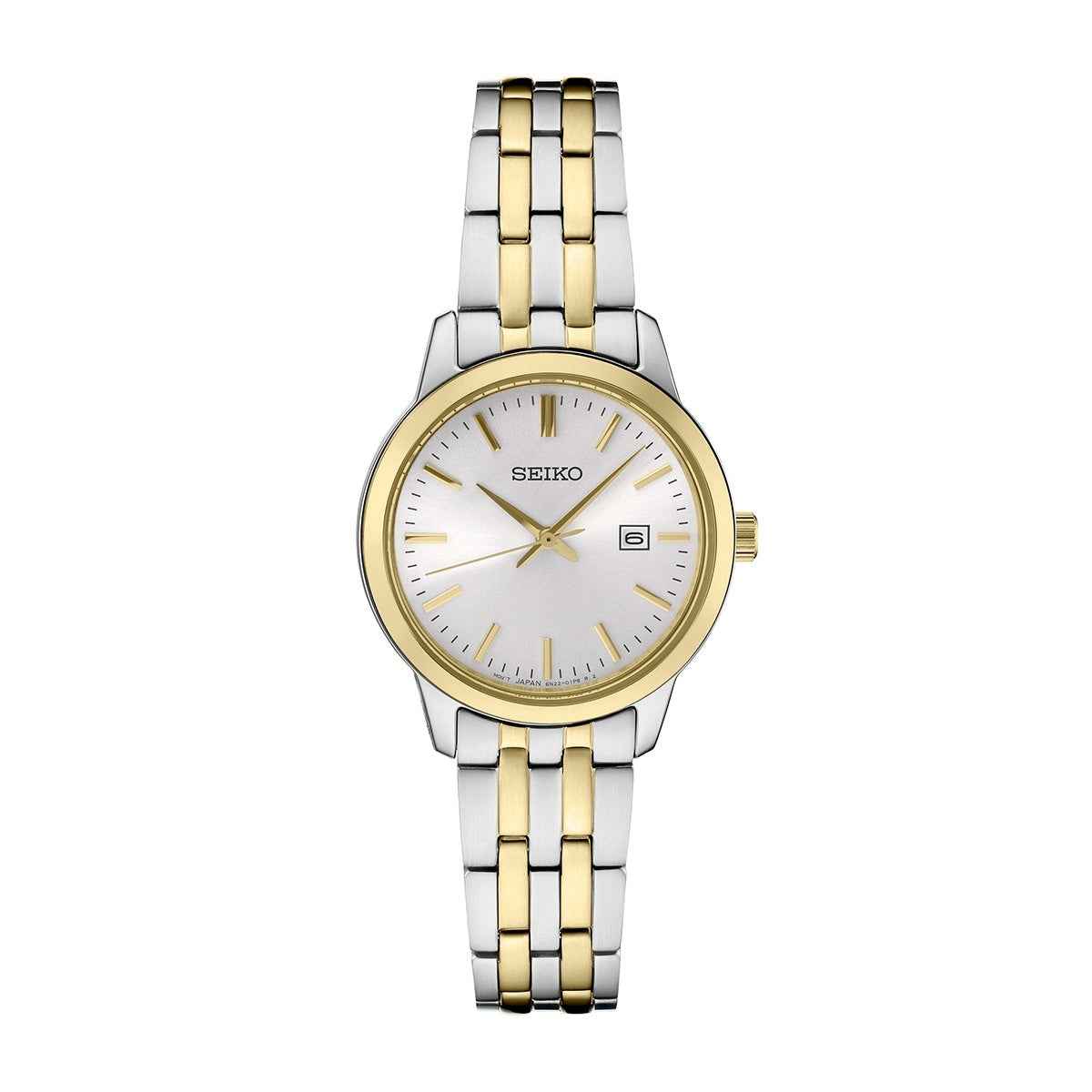 Seiko Ladies' Essential Quartz Two-Tone Stainless Steel Watch with White Dial