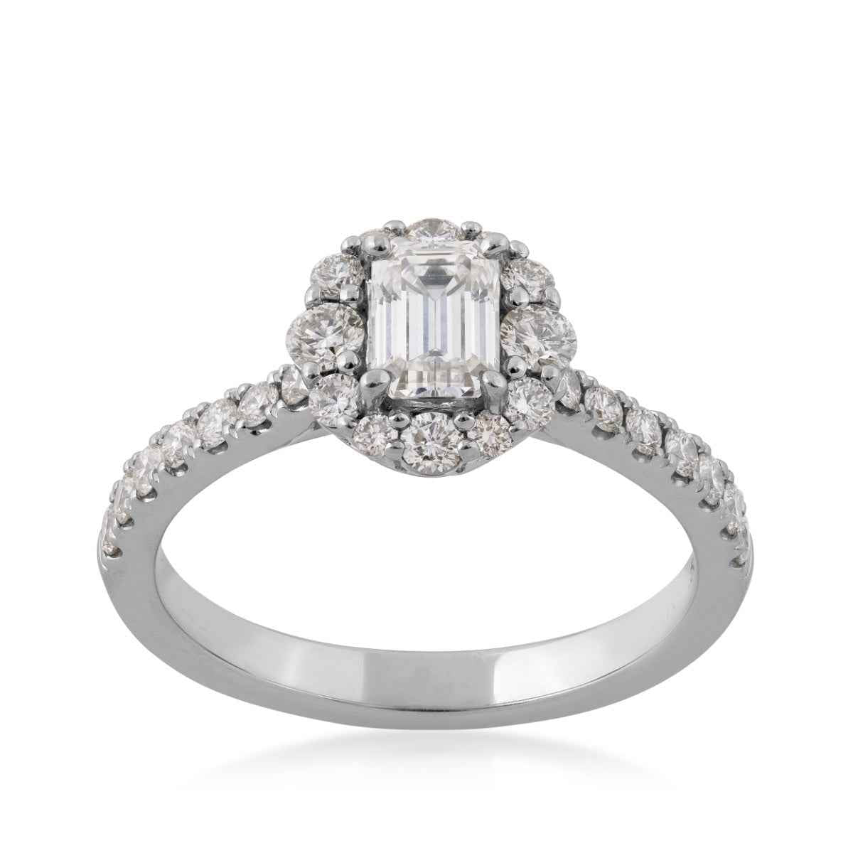 Amaura 1 ct. tw. Emerald Cut Diamond Halo Engagement Ring in 14K White Gold