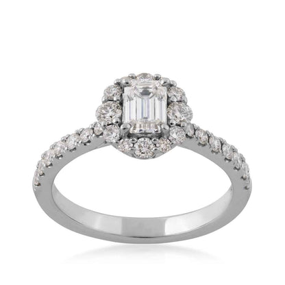 Amaura 1 ct. tw. Emerald Cut Diamond Halo Engagement Ring in 14K White Gold