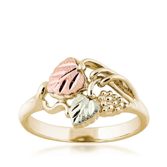 Black Hills Gold Grapevine & Double Leaf Ring in 10K Yellow Gold