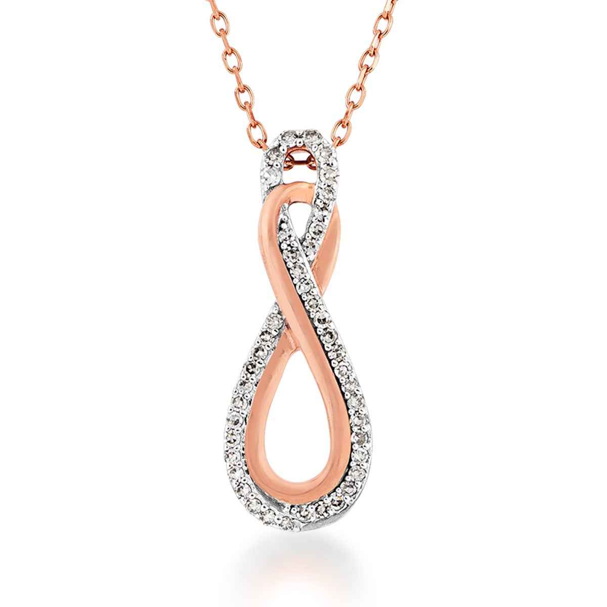 Infinite Love 1/5 ct. tw. Diamond Infinity Pendant in 10K Pink Gold