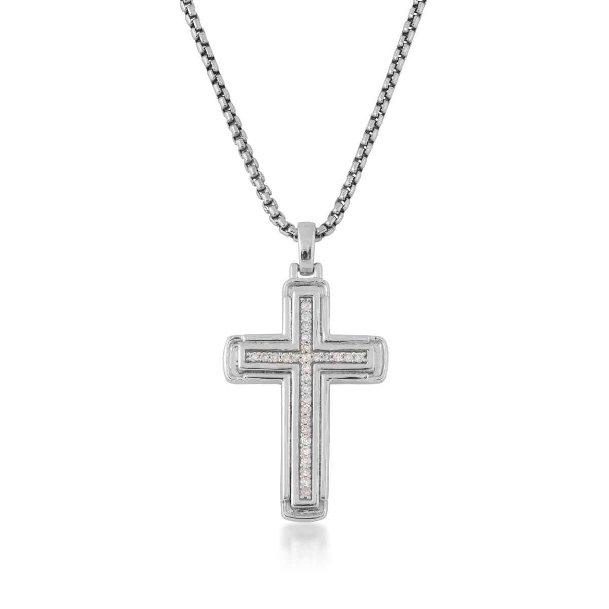 Men's 1/5 ct. tw. Diamond Cross Pendant in Sterling Silver