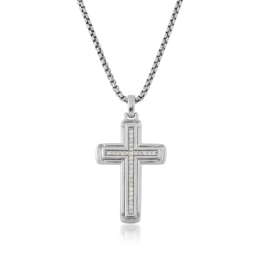 Men's 1/5 ct. tw. Diamond Cross Pendant in Sterling Silver