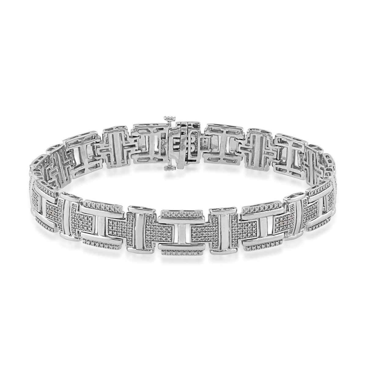 Men's 1/2 ct. tw. Diamond Link Bracelet in Sterling Silver