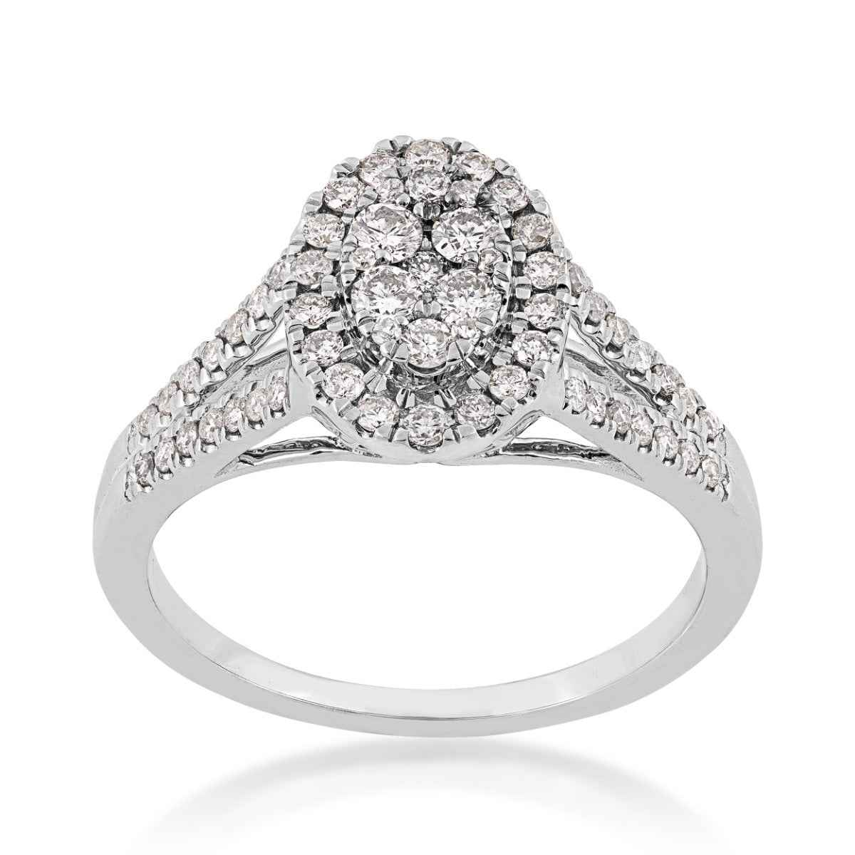 Fairytale Diamonds 1/2 ct. tw. Oval Cluster Halo Fashion Ring in 10K White Gold