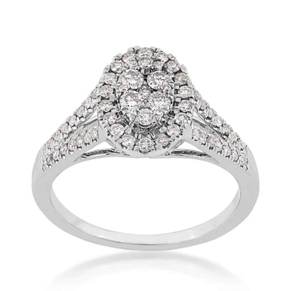 Fairytale Diamonds 1/2 ct. tw. Oval Cluster Halo Fashion Ring in 10K White Gold