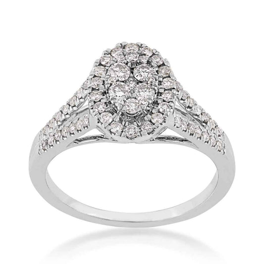 Fairytale Diamonds 1/2 ct. tw. Oval Cluster Halo Fashion Ring in 10K White Gold