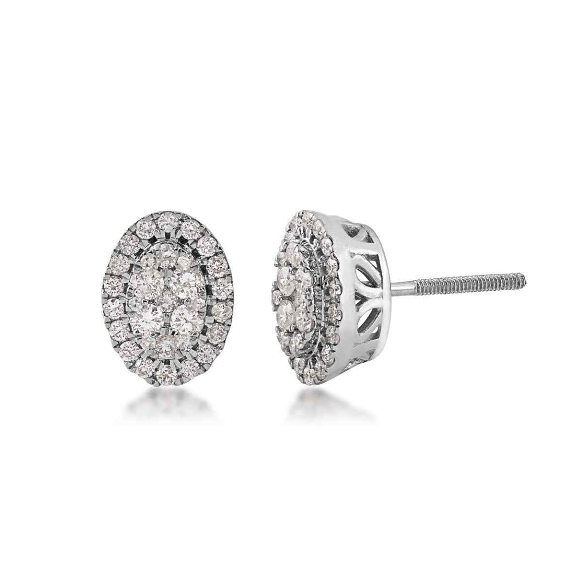Fairytale Diamonds 1/2 ct. tw. Oval Cluster Halo Earrings in 10K White Gold